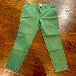 Merona Modern Fit Stretch Chino Pants Women's 12 Green Flat Front NWOT